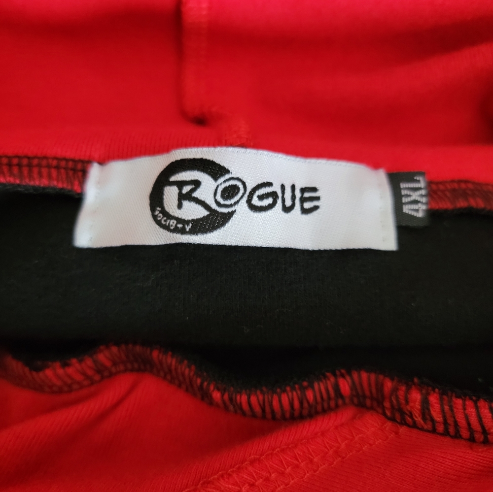 Womens Hoodie Black With Red Details Slim Fit Double Hood Fits Sz 1X/2X - Picture 12 of 14